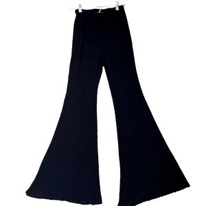 12th Tribe Flare Pants Women Small Black Great Ribbed Knit High Waisted Boho